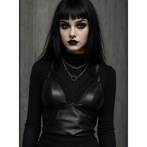 Bozzolo Lace Bodysuit Women's Size Small In Black Goth Grunge